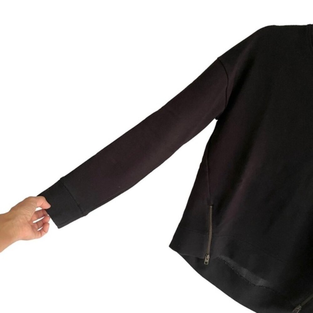 ATHLETA Cityscape Cotton Crew Neck Sweatshirt Zippers High Low Hem Black XXS - Picture 3 of 8